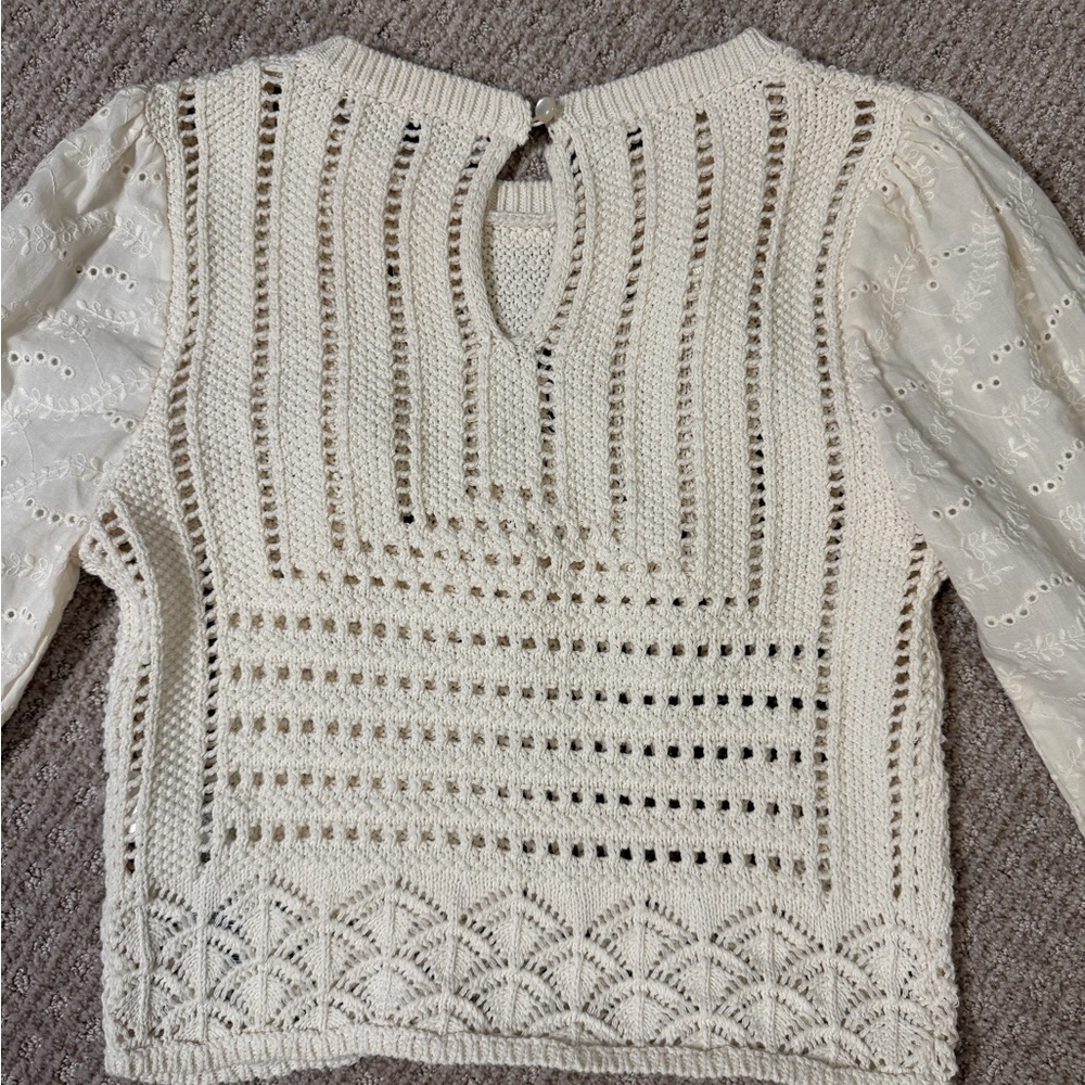 Zara Ivory Crochet Knit Top - Picture 4 of 5